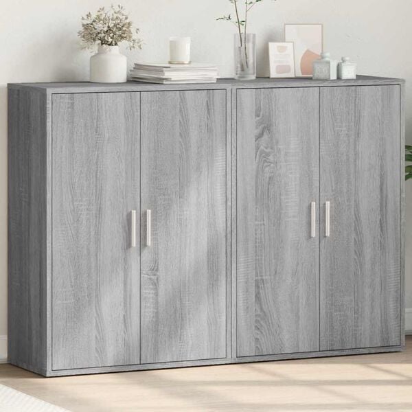 vidaXL Credenze 2 pz Grigio Sonoma 60x31x84 cm in Legno Multistrato