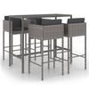 vidaXL Set da Bar da Giardino 5 pz con Cuscini in Polyrattan Grigio