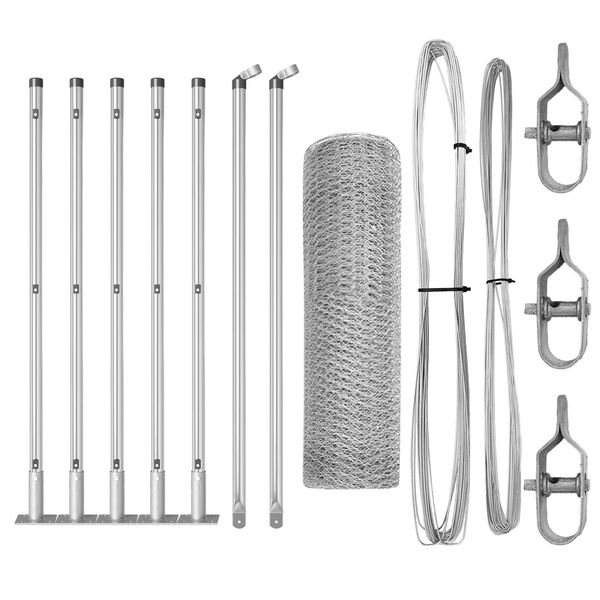 vidaXL Recinzione con pali. Argento 0.5 x 10 m