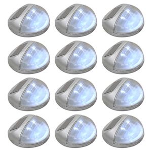 vidaXL Lampade Solari da Parete da Esterni a LED 12 pz Rotonde Argento