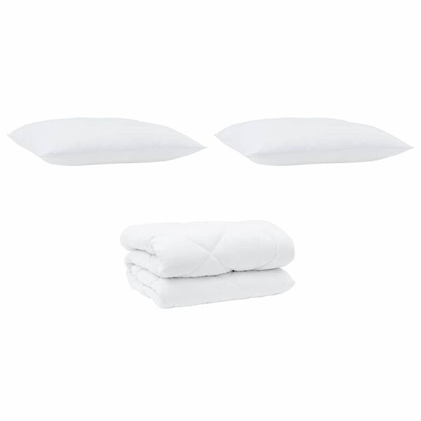 vidaXL Duvet Invernale con cuscino 3 pcs Bianco Microfibra