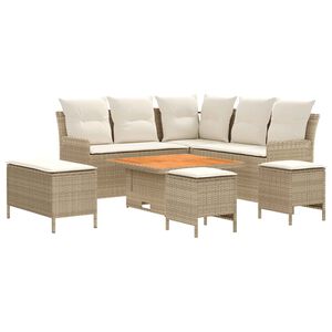 vidaXL Set di Mobili 7 pz Beige e Crema Rattan in PE