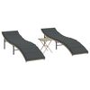 vidaXL Lettini Prendisole 2pz con Tavolino Grigio Chiaro in Polyrattan