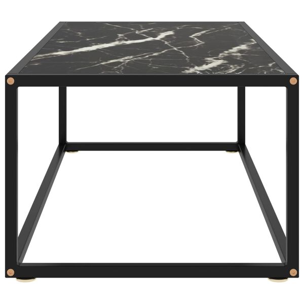 vidaXL Tavolino da Salotto Nero con Vetro Marmo Nero 100x50x35 cm
