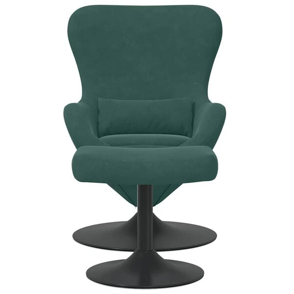 vidaXL Sedia Egg con Pouf Verde Scuro 63 x 73 x 90 cm Velluto