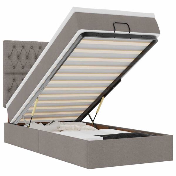 vidaXL Struttura Letto Pouf con Materasso Tortora 90x190 cm in Tessuto