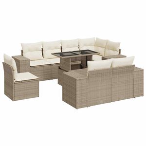 vidaXL Set Divano da Giardino 9 pz con Cuscini Beige in Polyrattan