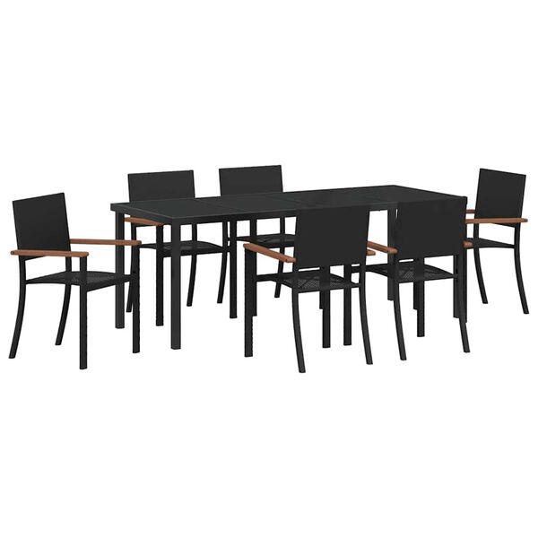 vidaXL Set da Pranzo per Giardino 7 pcs Nero