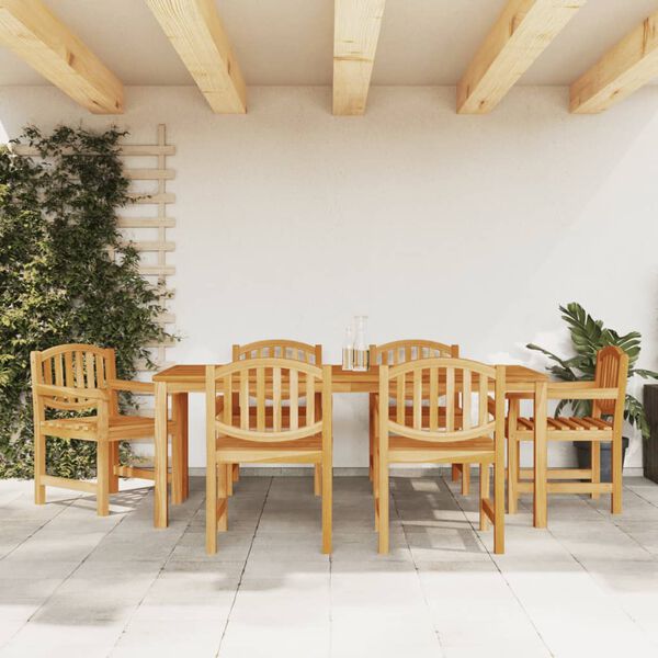 vidaXL Set da Pranzo da Giardino 7 pz in Legno Massello di Teak