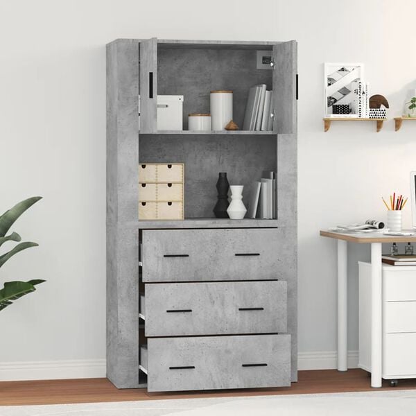 vidaXL Credenza Grigio Cemento in Legno Multistrato