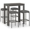 vidaXL Set da Bar da Giardino 5 pz con Cuscini in Polyrattan Grigio