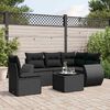 vidaXL Set Divano da Giardino 6 pz con Cuscini Nero in Polyrattan