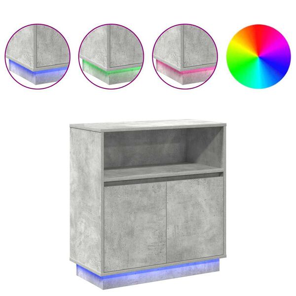 vidaXL Madia LED Grigio cemento 71 x 34,5 x 75 cm Legno multistrato