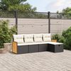vidaXL Set Divani da Giardino 5 pz con Cuscini in Polyrattan Nero