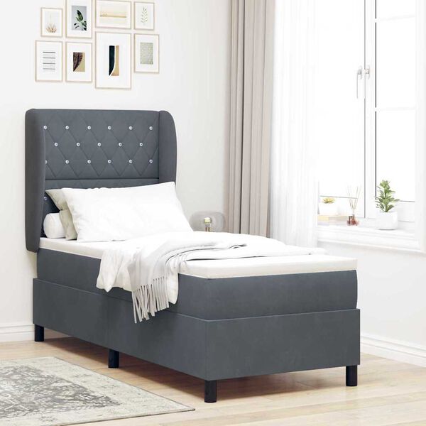 vidaXL Letto a molle con materasso Grigio scuro 200 x 80 cm Poliestere