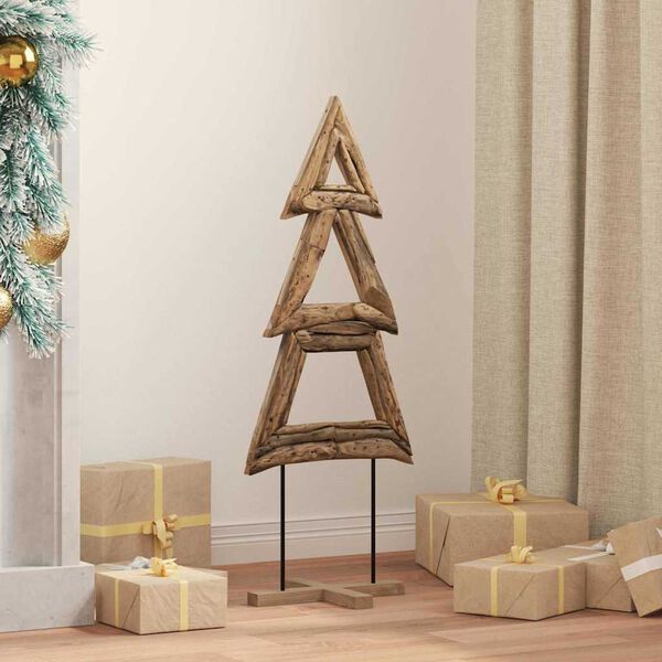 vidaXL Albero di Natale Marrone 90 cm Legno massello di teak