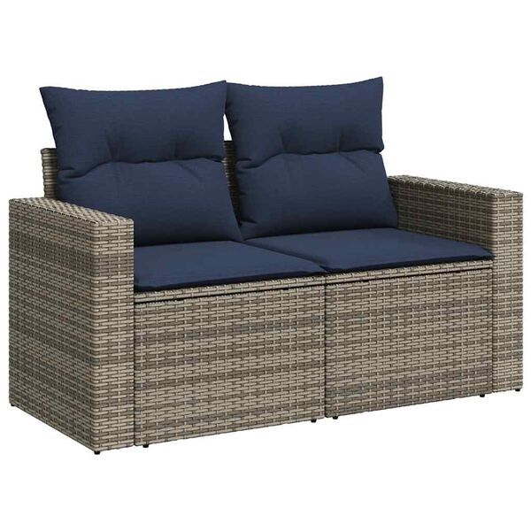 vidaXL Set Divani da Giardino 5 pz con Cuscini Grigio in Polyrattan