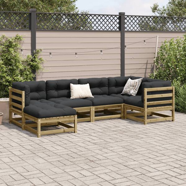 vidaXL Set Divani da Giardino 6 pz in Legno Impregnato di Pino