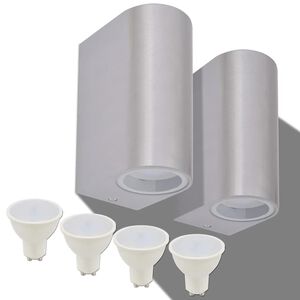 vidaXL Applique LED Rotonda da Parete 2 pz Proiezione Alto/in Basso