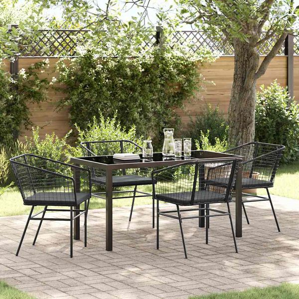 vidaXL Set da Pranzo per Giardino 5 pcs Nero polyrattan