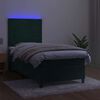 vidaXL Letto a Molle con Materasso e LED Verde Scuro 90x200cm Velluto