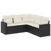 vidaXL Set Divani da Giardino 5 pz con Cuscini in Polyrattan Nero