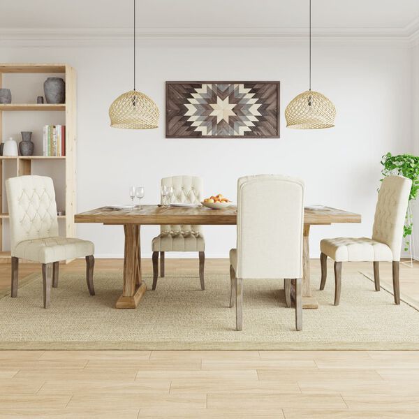 vidaXL Sedie da Pranzo 4 pz Beige in Tessuto Effetto Lino