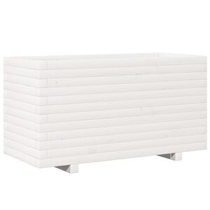 vidaXL Fioriera da Giardino Bianca 90x40x49,5cm Legno Massello di Pino