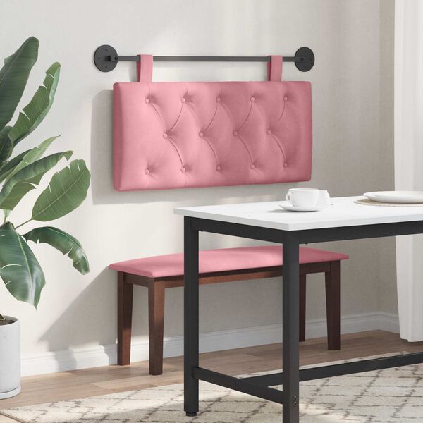 vidaXL Testata appesa Montaggio a parete Rosa 90 x 55 x 7 cm Velluto