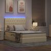 vidaXL Letto con contenitore e LED Crema 140 x 200 cm Poliestere