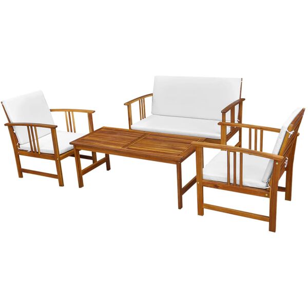 vidaXL Set da Pranzo Giardino 4pz con Cuscini Legno Massello di Acacia