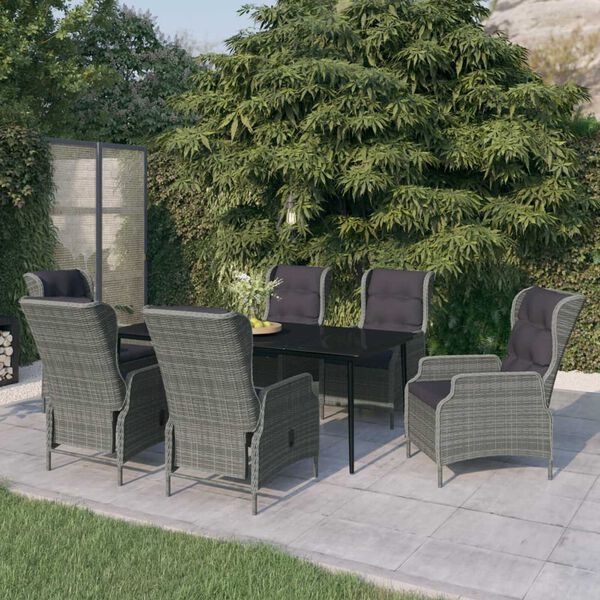 vidaXL Set da Pranzo da Giardino 7 pz Grigio Chiaro