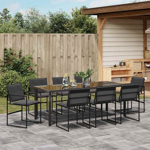 vidaXL Set da Pranzo per Giardino 9 pcs Nero