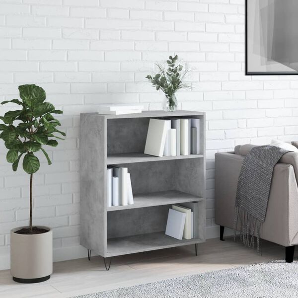 vidaXL Libreria Grigio Cemento 69,5x32,5x90 cm in Legno Multistrato