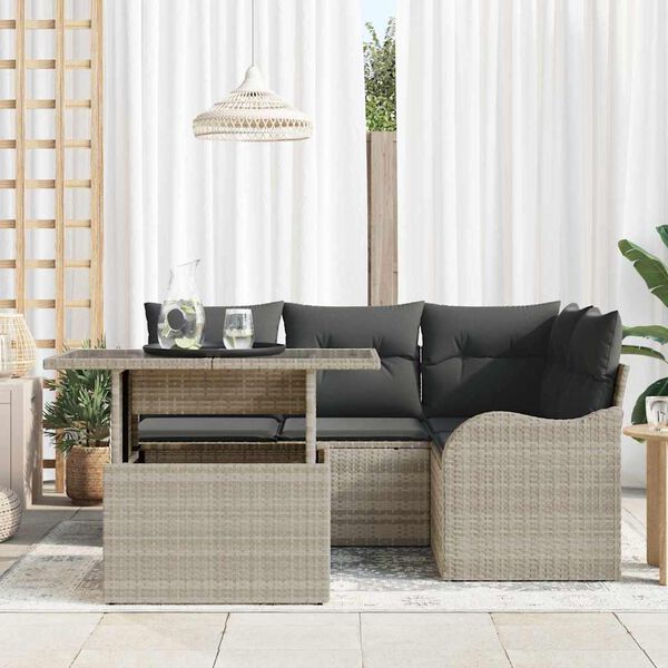 vidaXL Set Divano da Giardino 5 pcs Grigio chiaro Poly Rattan