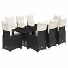 vidaXL Set Bistr&ograve; da Giardino 9 pz con Cuscini in Polyrattan Nero