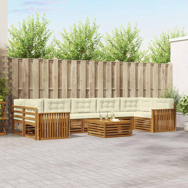 vidaXL Set di divani da esterno con cuscino 8 pcs Naturale e Crema