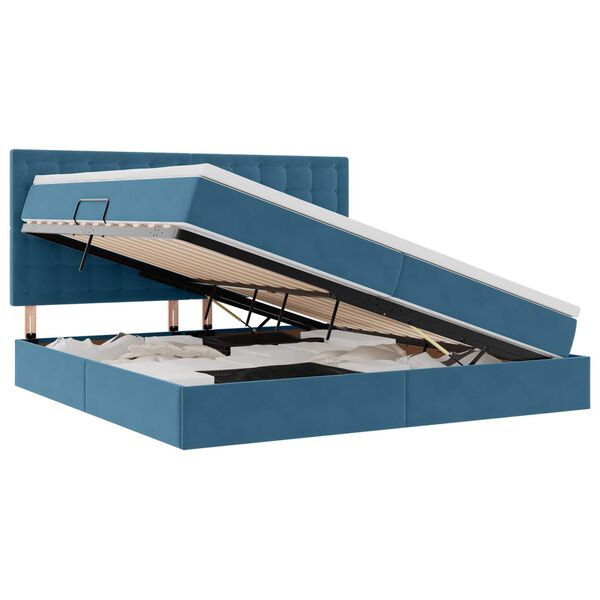 vidaXL Letto con contenitore e LED Blu Scuro 200 x 200 cm Velluto