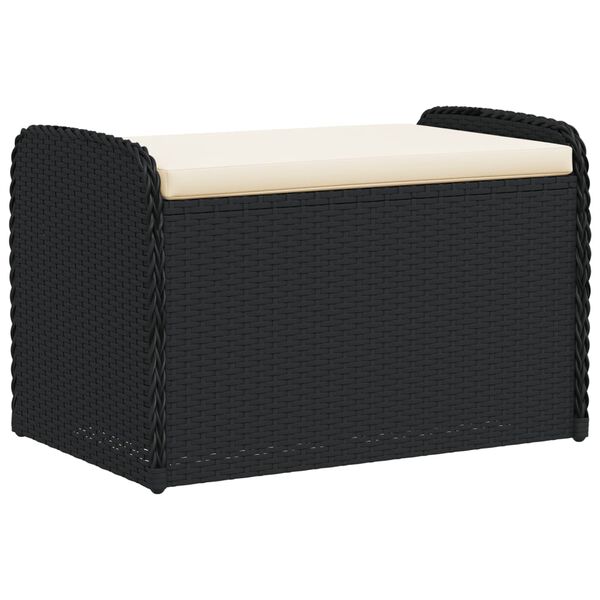 vidaXL Cassapanca con Cuscino Nera 80x51x52 cm in Polyrattan