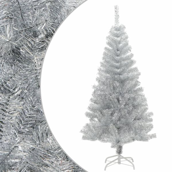 vidaXL Albero di Natale Artificiale con Supporto Argento 120 cm PET