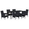 vidaXL Set da Pranzo per Giardino 7 pz Nero polyrattan