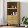 vidaXL Libreria 2 Cassetti Marrone 60x35x128,5 cm Legno Massello OSLO