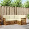 vidaXL Set divani 4 pcs Naturale e Crema Legno di Acacia Massello