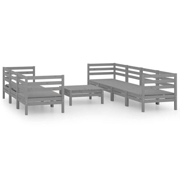 vidaXL Set Divani da Giardino 8 pz Grigio in Legno Massello di Pino