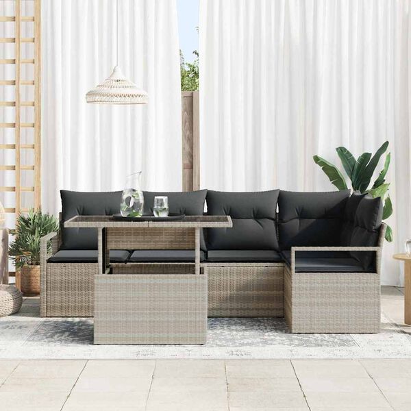 vidaXL Set Divano da Giardino 6 pcs Grigio chiaro Poly Rattan