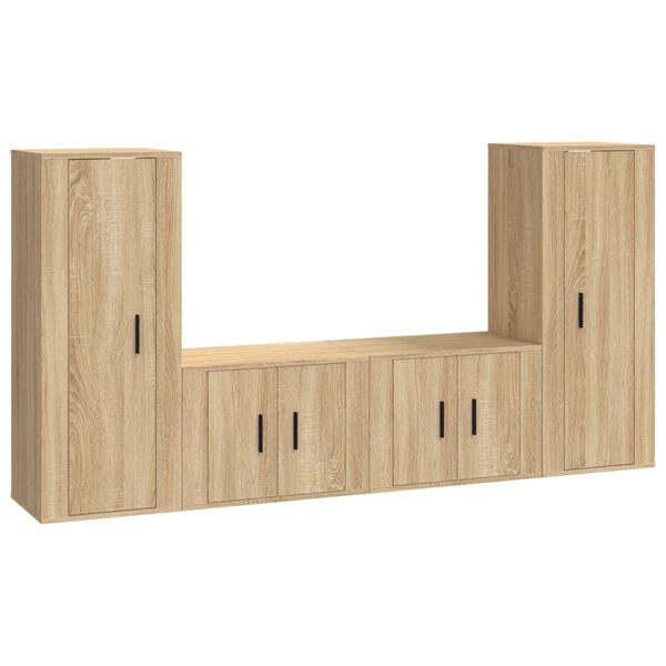 vidaXL Set di Mobili Porta TV 4 pz Rovere Sonoma in Legno Multistrato