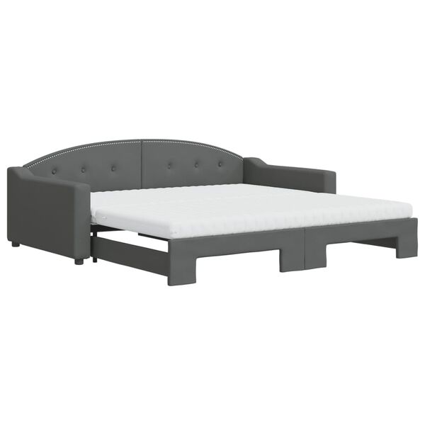 vidaXL Divano Letto Estraibile Materassi Grigio Scuro 100x200 Tessuto