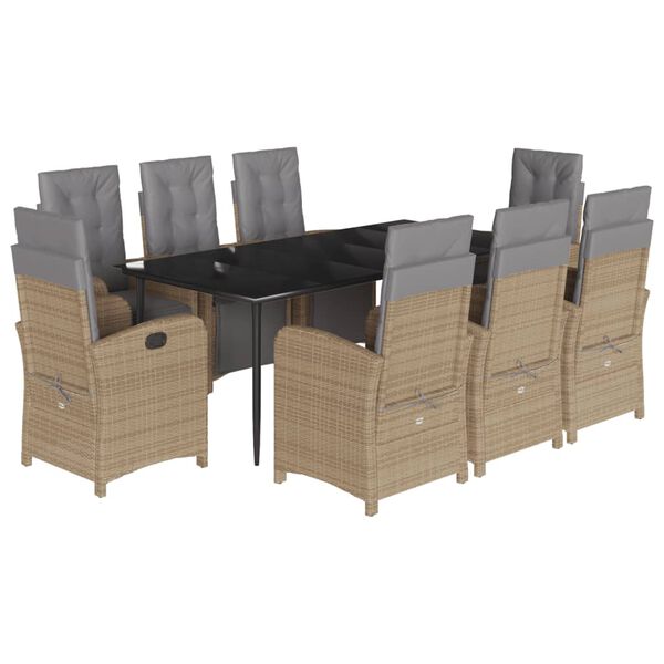 vidaXL Set da Pranzo da Giardino 9 pz con Cuscini Beige in Polyrattan