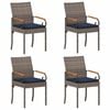 vidaXL Sedie da giardino 4 pcs Grigio e Blu Navy Polyrattan e acacia