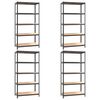 vidaXL Scaffali 5 Ripiani 4pz Antracite in Acciaio e Legno Multistrato